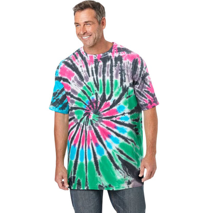 Black Tie Dye Big & Tall Crewneck T-Shirt – Front View with Monochrome Texture