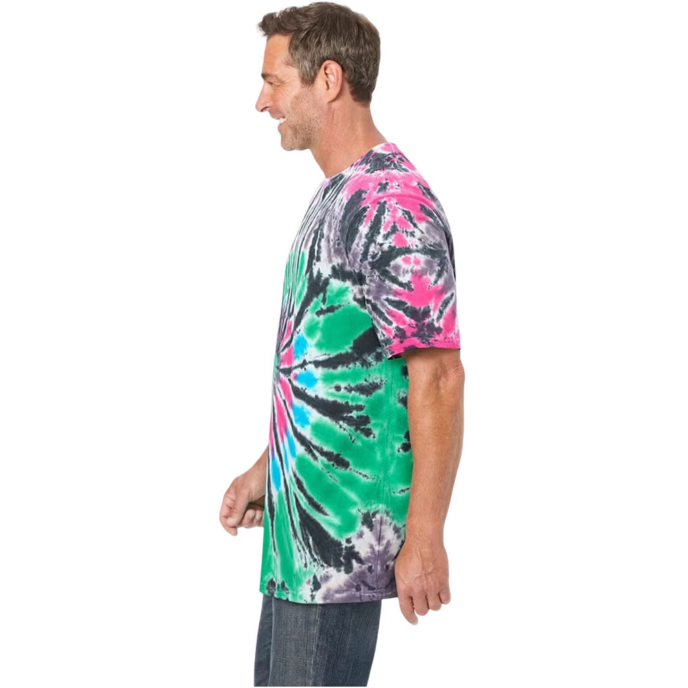 Black Tie Dye Big & Tall Crewneck T-Shirt – Front View with Monochrome Texture