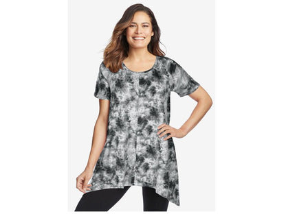 Black Tie Dye Sharkbite Trapeze Tunic PSW-5826