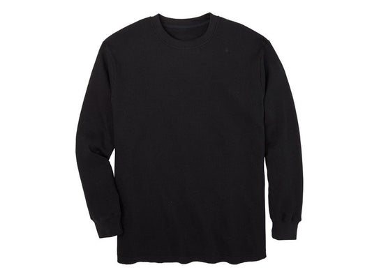 Black Big & Tall Waffle Knit Thermal Crewneck T-Shirt PSM-3877