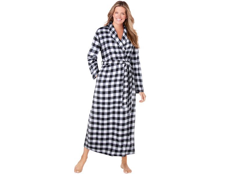 Black White Buffalo Long Flannel Robe PSW-7053