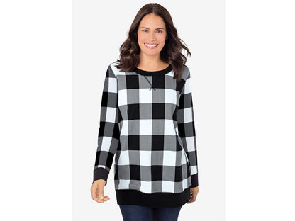 Black White Buffalo Plaid French Terry Sweatshirt PSW-7210