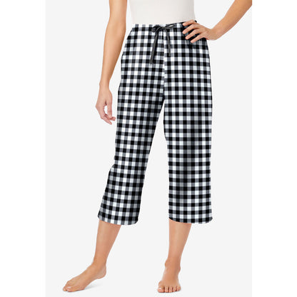 Black White Check Woven Sleep Capri Pant PSW-8187