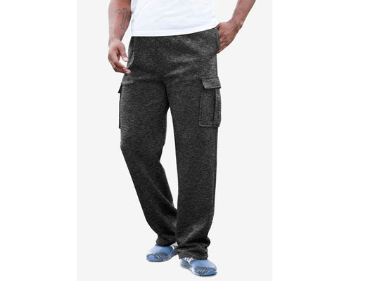 Black White Heather Fleece Big Size Cargo Trouser PSM-5037