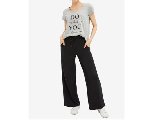 Black Wide Leg French Terry Sweatpant PSW-6266