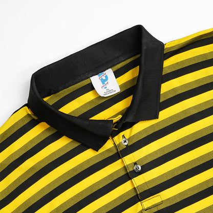 Black & Yellow Plus Size Striped Polo Shirt PSM-7866