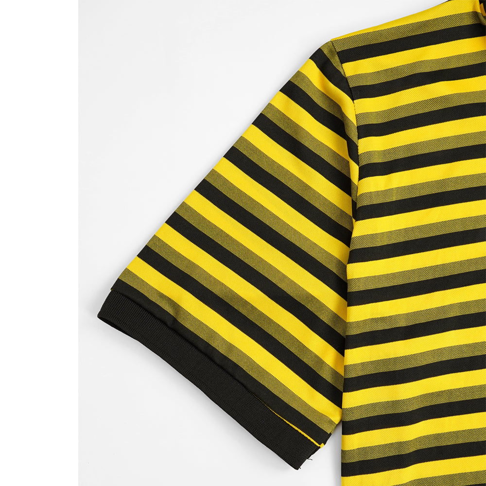 Black & Yellow Plus Size Striped Polo Shirt PSM-7866