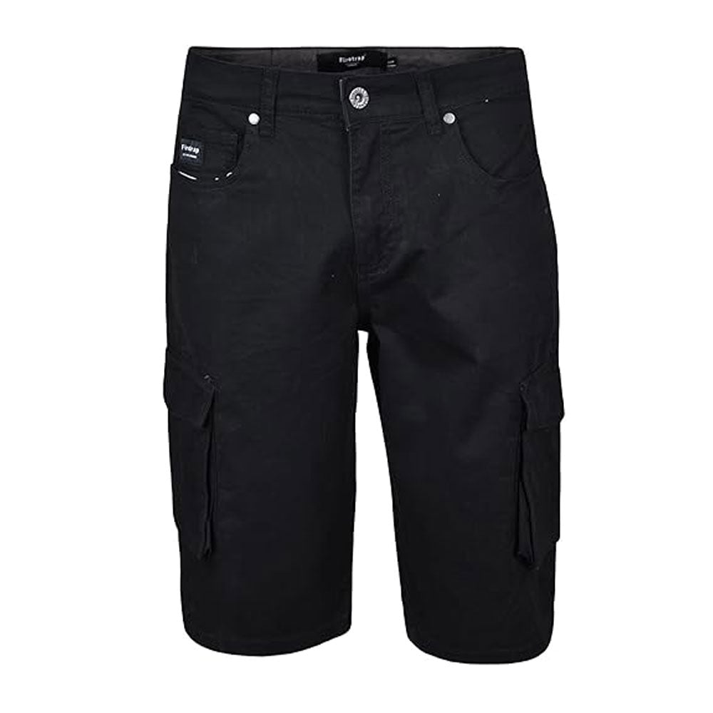 Black Chino Cotton Zip Fly Cargo Shorts PSM-8876