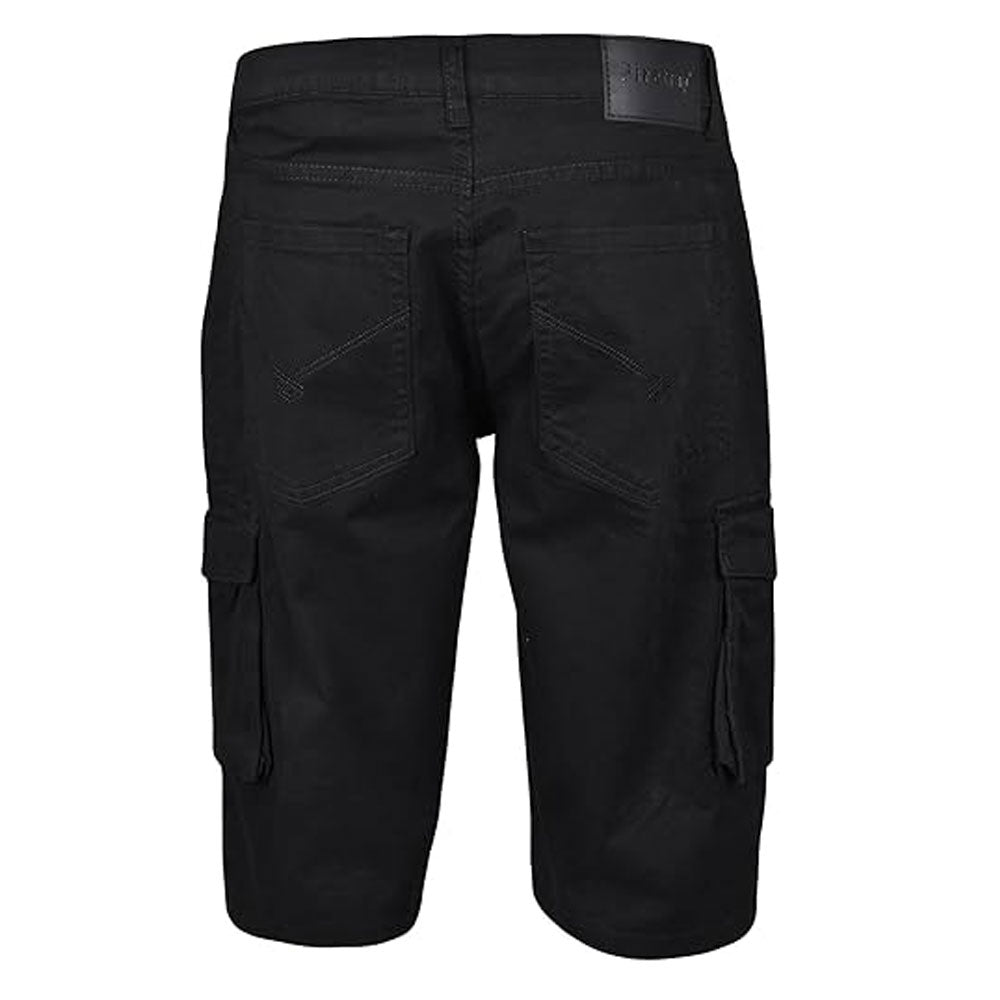 Black Chino Cotton Zip Fly Cargo Shorts PSM-8876