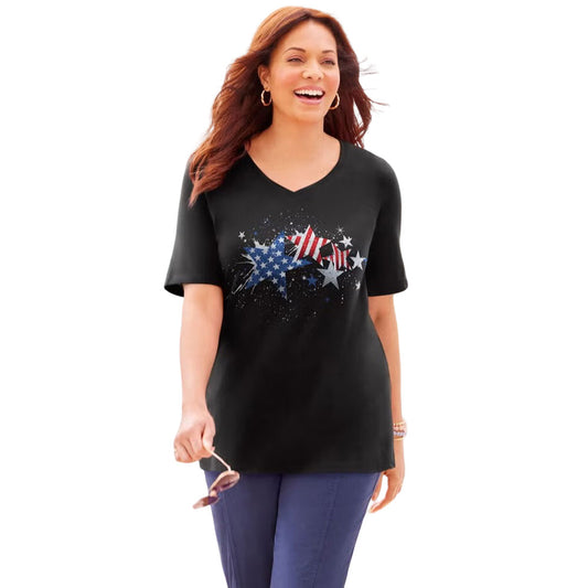Black Big Stars & Shine Tee PSW-9585