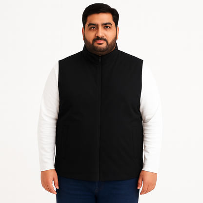 Black Plus-Size Sleeveless Puffer Jacket PSM-10002