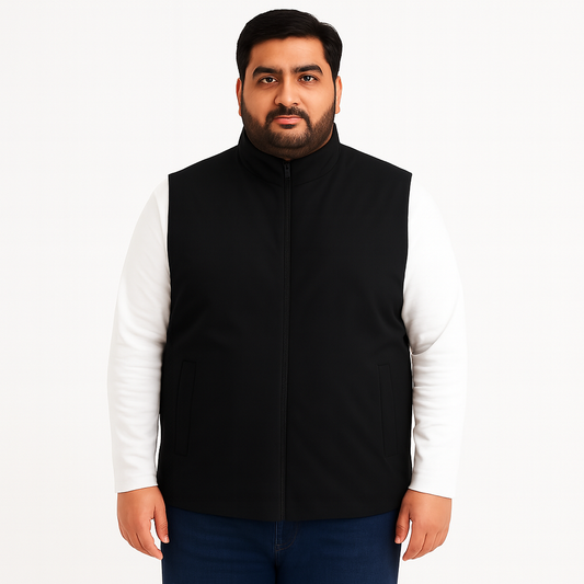 Black Plus-Size Sleeveless Puffer Jacket PSM-10002