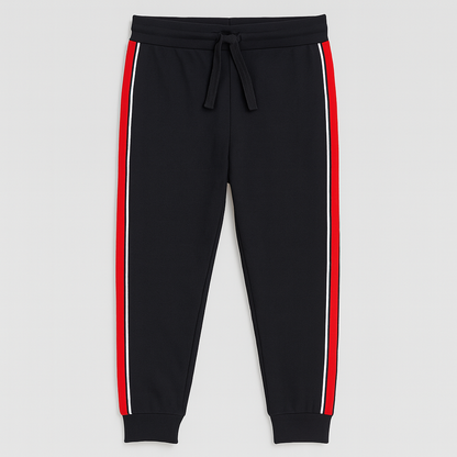 Classic Black Joggers with Red Side Stripes PSM-10130