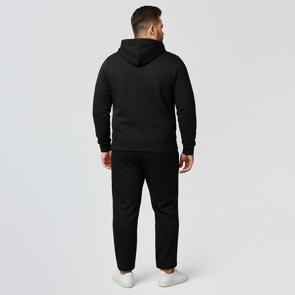 Black Plus-Size Hoodie Tracksuit PSM-10197