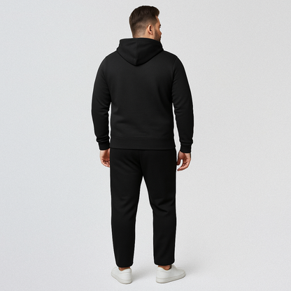 Black Plus-Size Hoodie Tracksuit PSM-10197