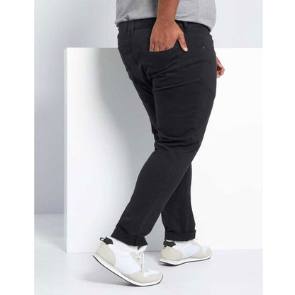 Black Plus Size Slim Fit Cotton Pant PSM-8819