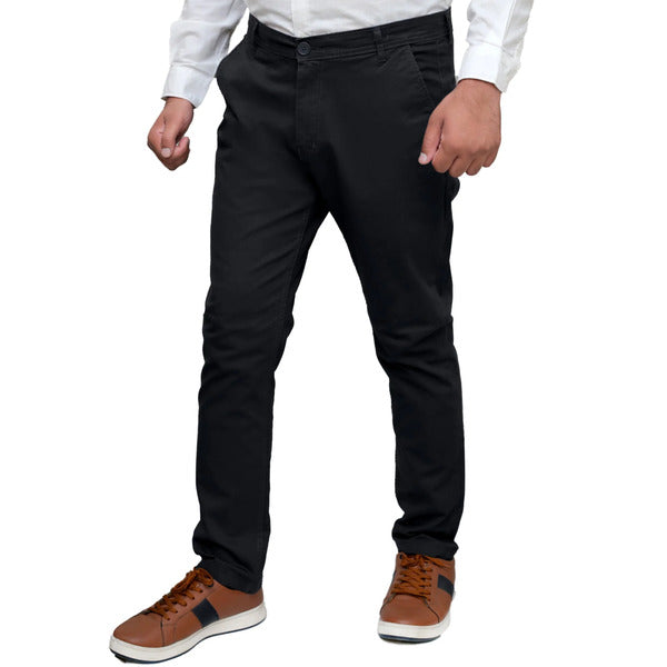 Black Straight Fit Regular Cotton Pant PSM-9074