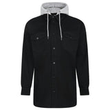 Black Twill Cotton Big & Tall B Grade Hooded Overshirt PSM-8859B