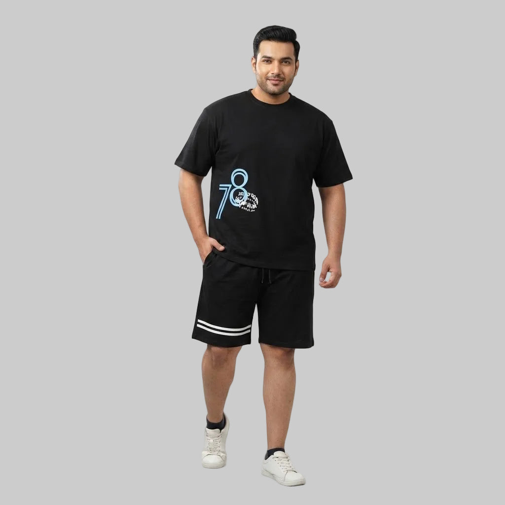 Black 78 Graphic Co-Ord Set made from 420 GSM Interlock Fabric