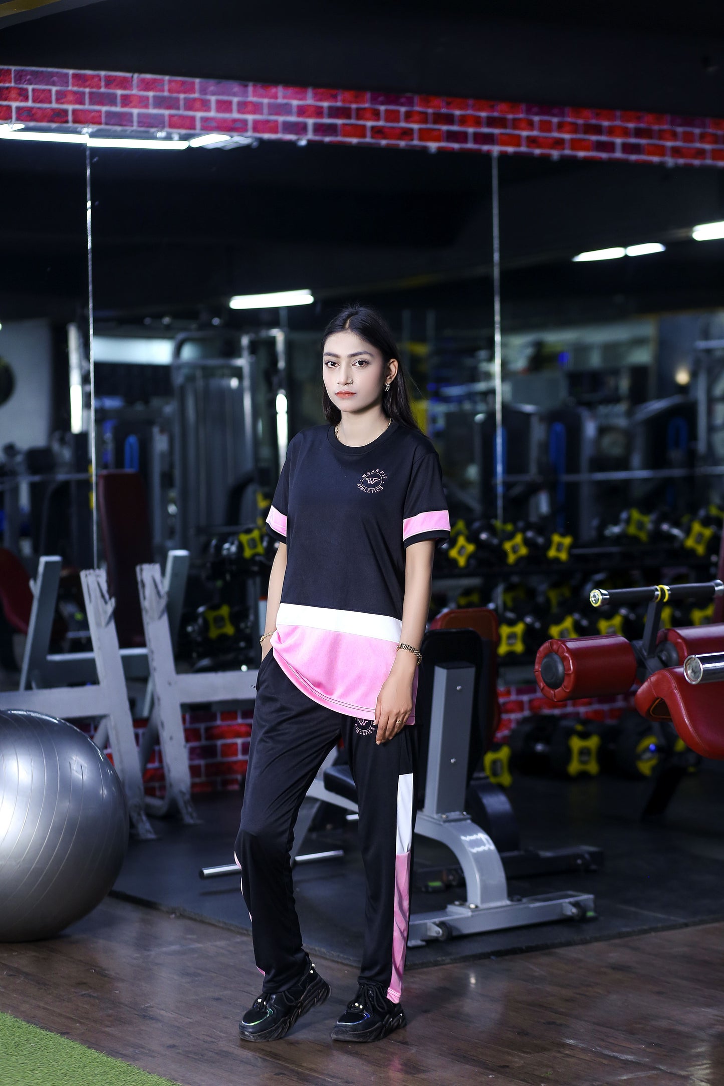 Black & Blush Athletic Regular Sportswear Tracksuit PSW-9161