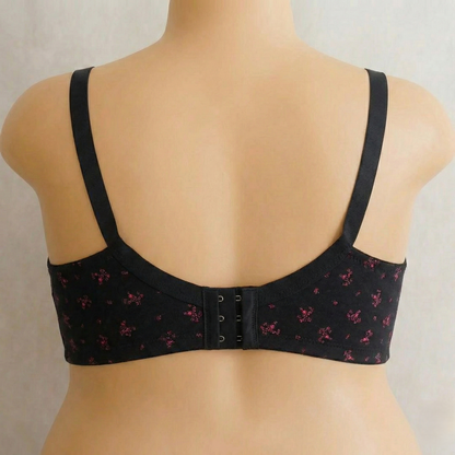 Black Floral Mesh Plus Size Wireless Bra PSW-10781