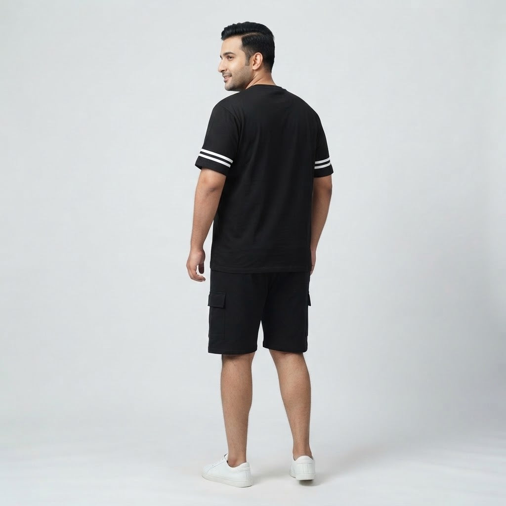 Black Destination Graphic Co-Ord Set made from 420 GSM Interlock Fabric