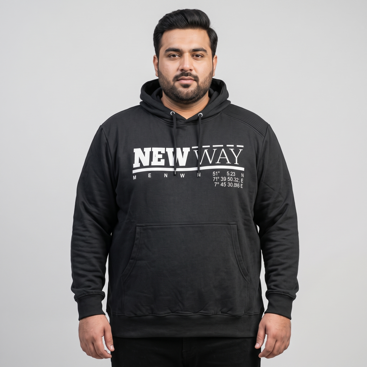 Black Essential Plus Size Hoodie PSM-10451