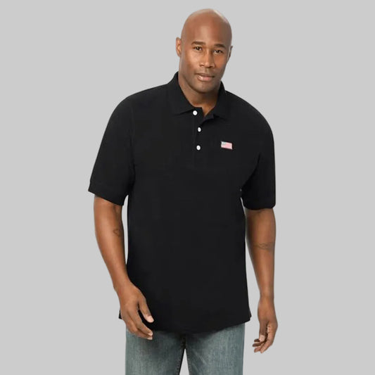 Black Flag Shrink-Less Piqué Polo Shirt in premium shrink-less piqué fabric featuring a classic polo collar, button placket, and regular fit for everyday wear.