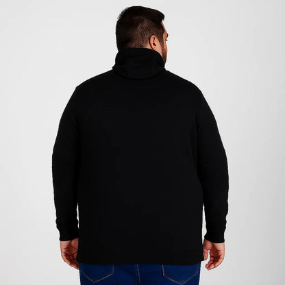 Black Fleece Pullover Cowl Neck Hoodie PSM-8816