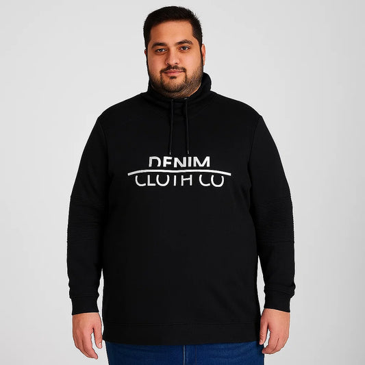 Black Fleece Pullover Cowl Neck Hoodie PSM-8816