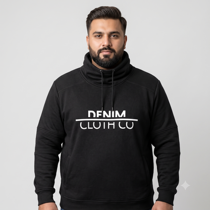 Black Fleece Pullover Cowl Neck Hoodie PSM-8816