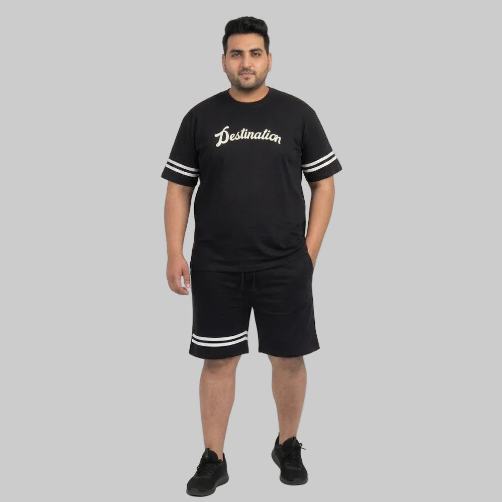 Black Graphic Striped Interlock Co-Ord Set