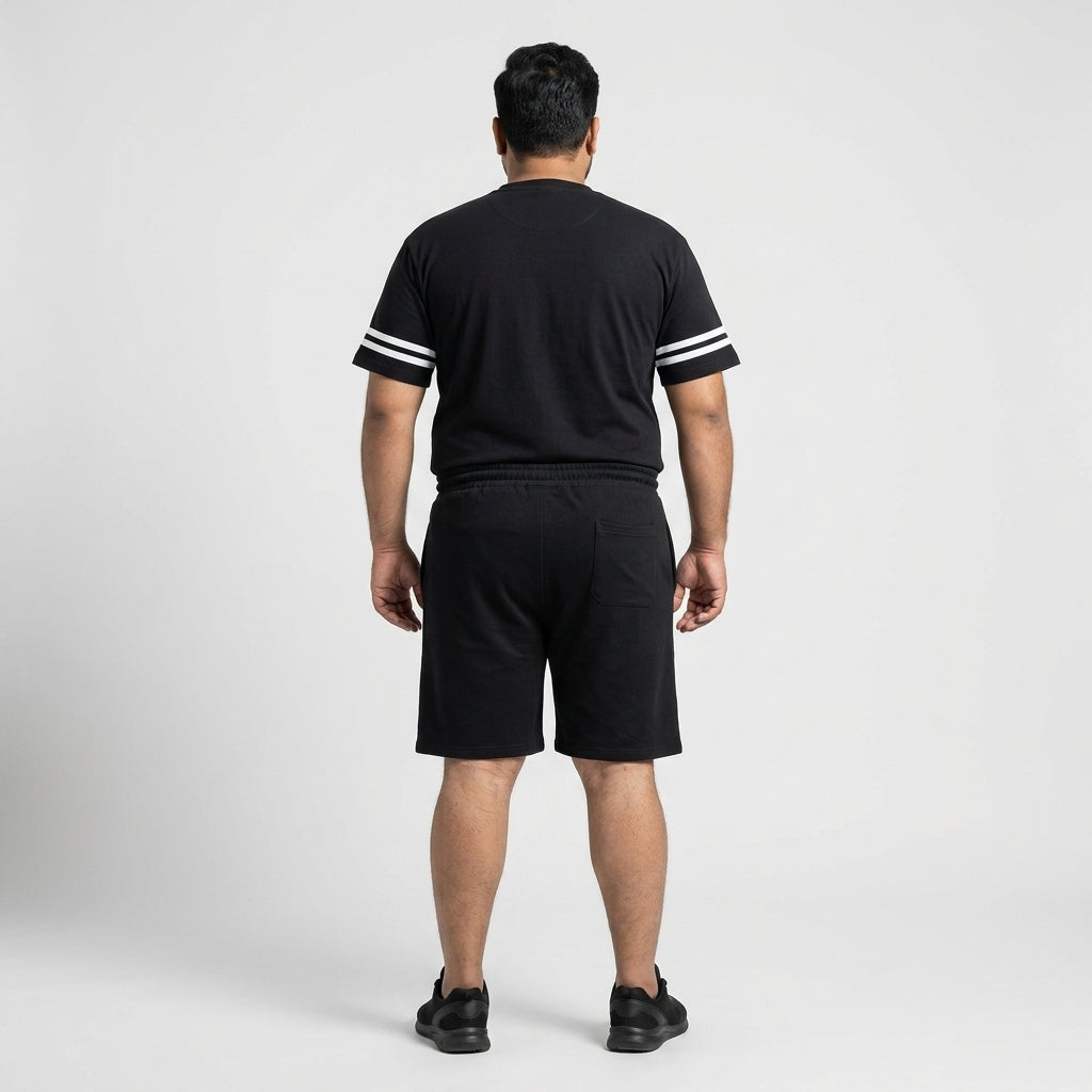 Black Graphic Striped Interlock Co-Ord Set