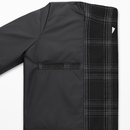 Black & Grey Checkered Plus Size Wool-Blend Winter Jacket PSM-9898