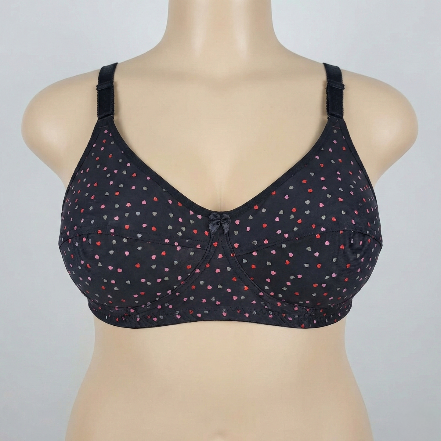 Black Heart Print Plus Size Wireless Bra PSW-10794