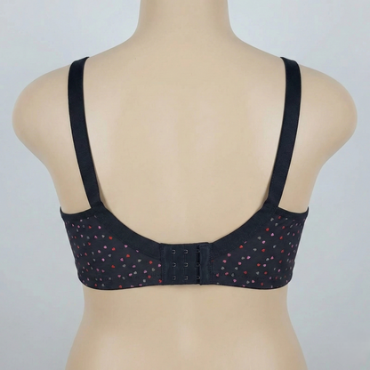 Black Heart Print Plus Size Wireless Bra PSW-10794