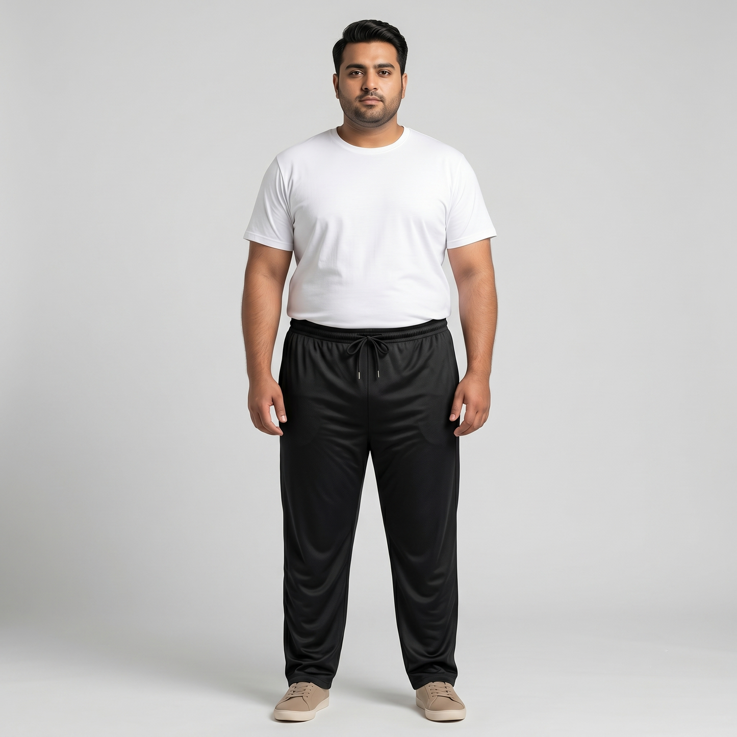 Black Mesh Polyester Plus Size Trouser PSM-9081