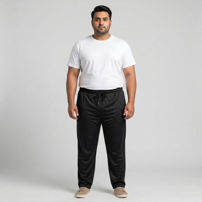 Black Mesh Polyester Plus Size Trouser PSM-9081