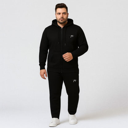 Black Plus-Size Hoodie Tracksuit PSM-10197