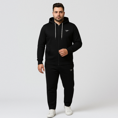 Black Plus-Size Hoodie Tracksuit PSM-10197