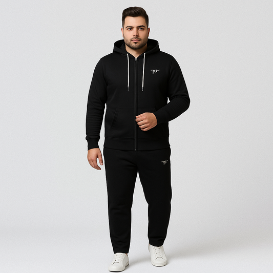 Black Plus-Size Hoodie Tracksuit PSM-10197
