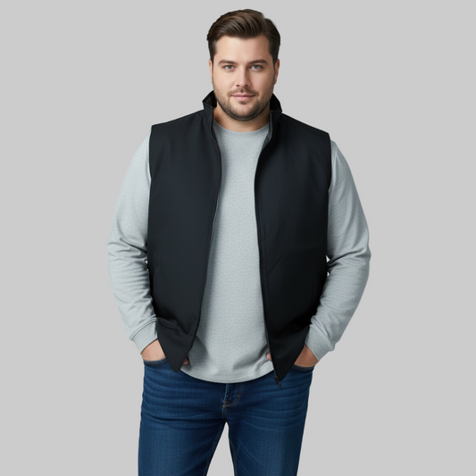 Black Plus-Size Sleeveless Puffer Jacket PSM-10002