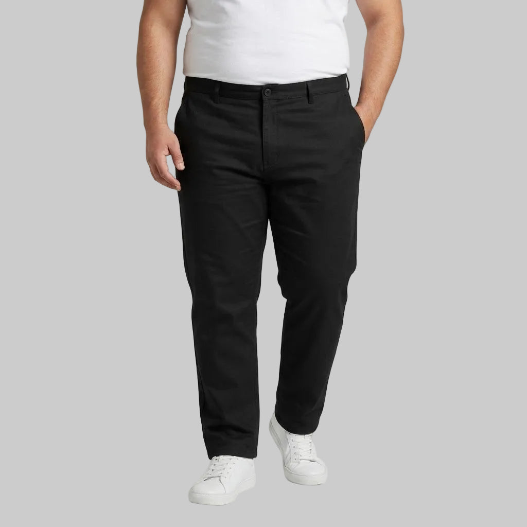Black Plus Size Straight-Fit Cotton Pant for Men
