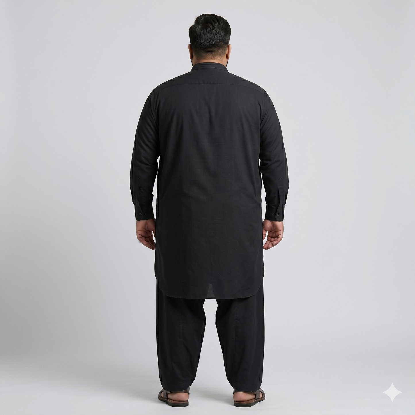 Black Premium Wash & Wear Plus Size Kurta Shalwar PSM-11198
