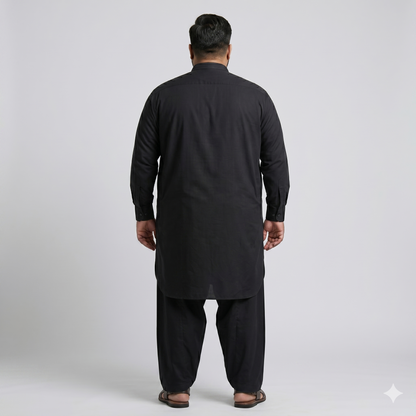 Black Premium Wash & Wear Plus Size Kurta Shalwar PSM-11198