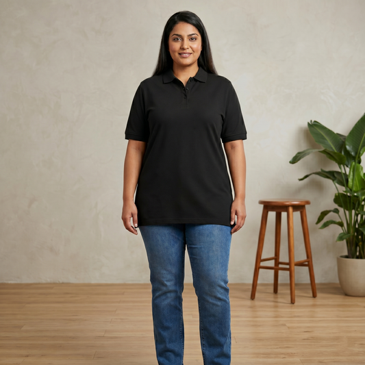 Black Short Sleeve Polo T-Shirt PSW-7241