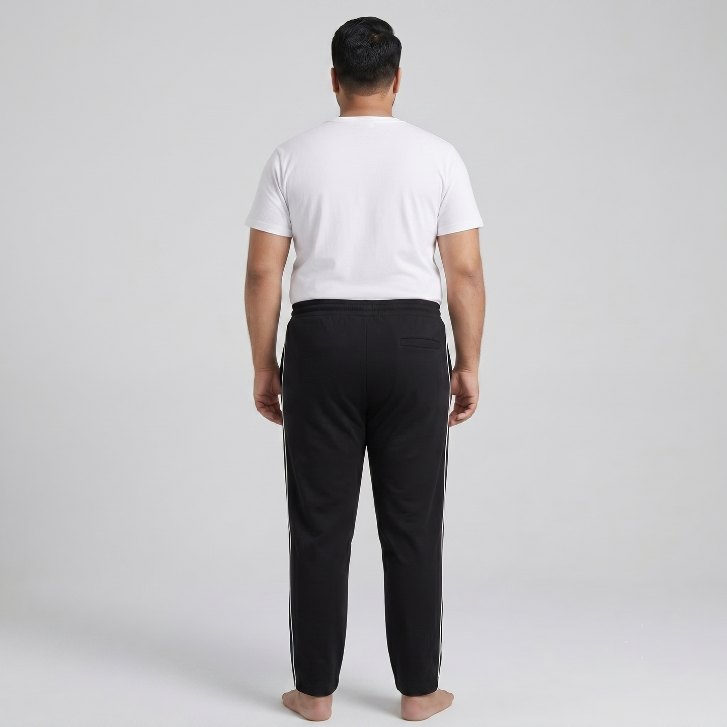 Black Side-Striped Plus Size Trouser PSM-9911