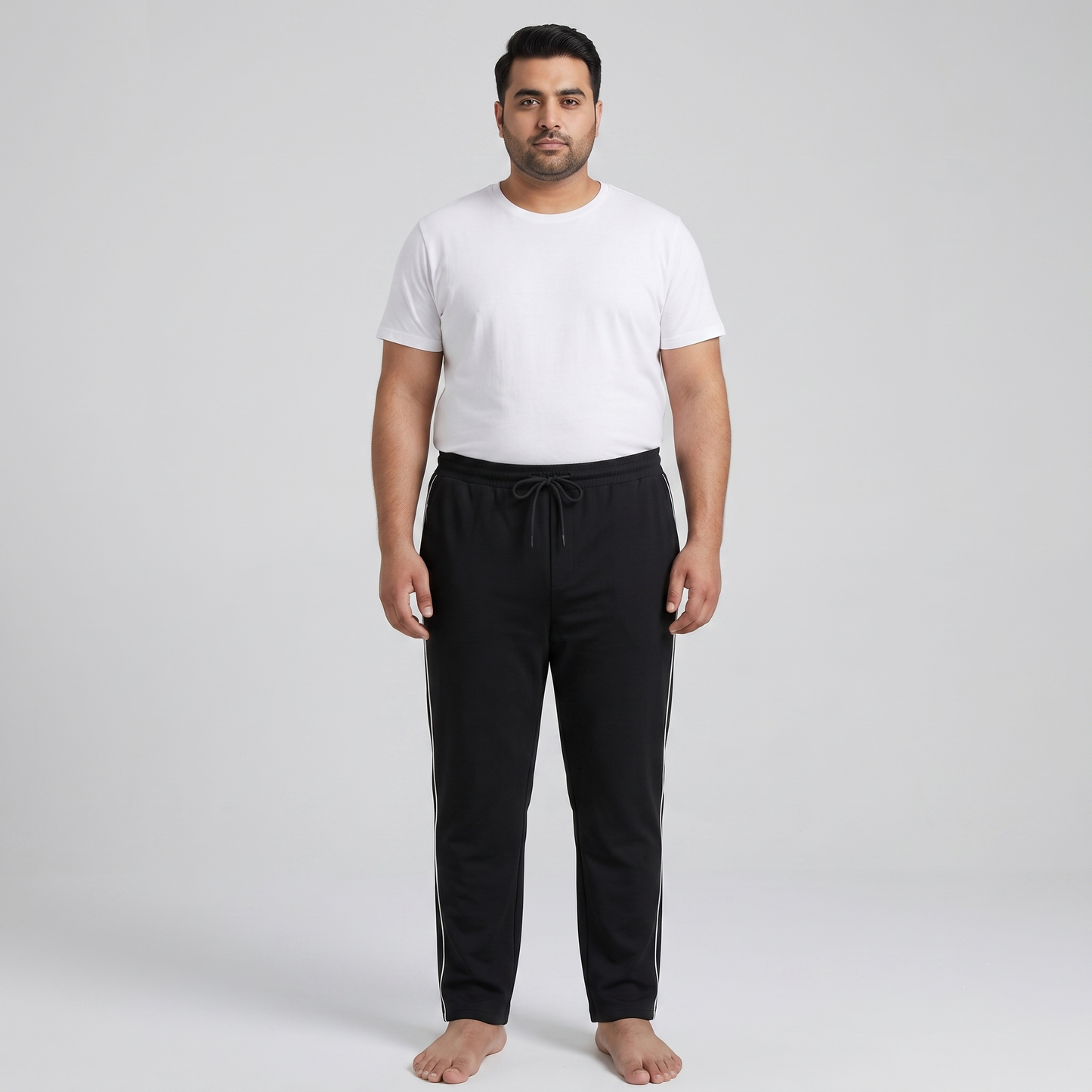 Black Side-Striped Plus Size Trouser PSM-9911
