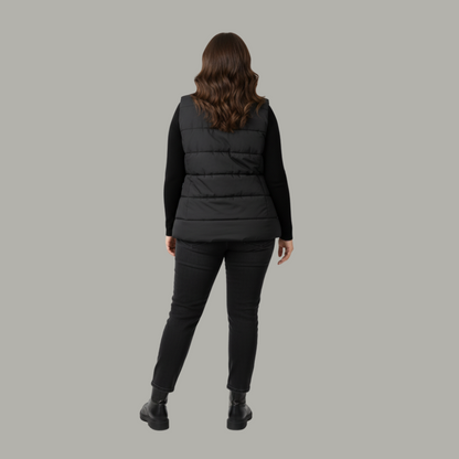 Black Sleeveless Plus Size Women’s Puffer Jacket PSW-10069