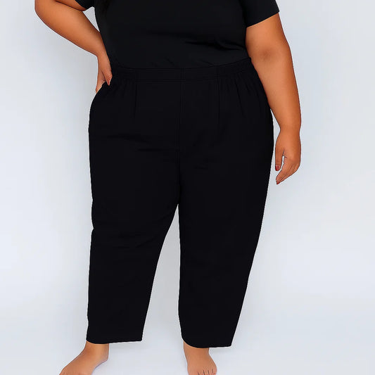 Black Straight-Cut Plus Size Cotton Pajama for Women PSW-9642